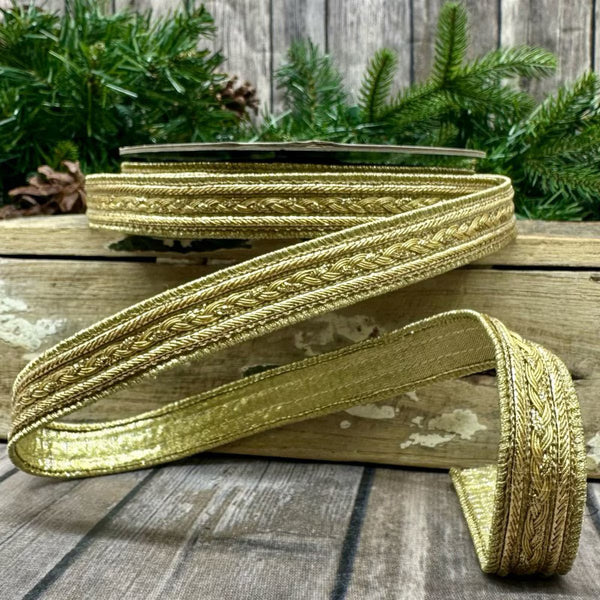 Ruban soie métallique or 1" x 9 m