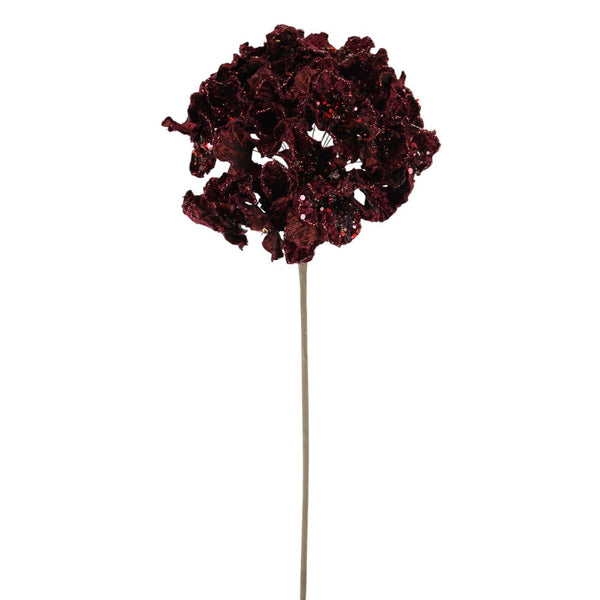 Tige d’hortensia pailletée merlot 20"