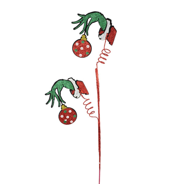 Green Elf Hand Ornamental Stem Red White Green 25