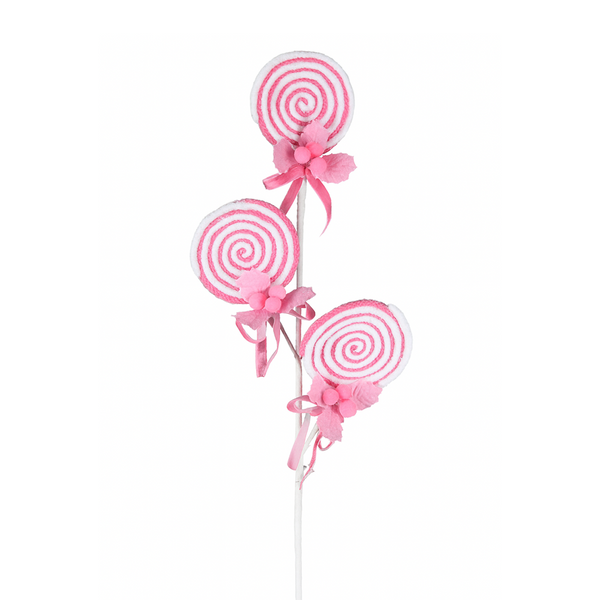 Tige sucette rose blanc 24"