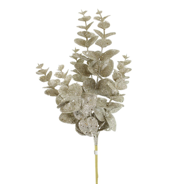 Tige eucalyptus pailleté champagne 19"
