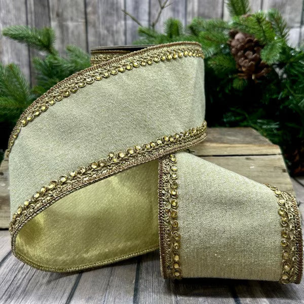 Ruban latéral bijoux lurex doré naturel 10 cm x 4,5 m