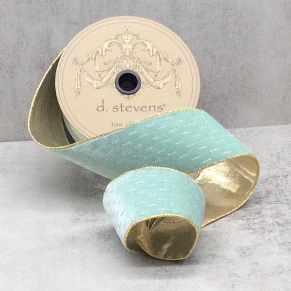 Ruban velours lignes modernes dorées bleu maussade 6,5 cm x 9 m