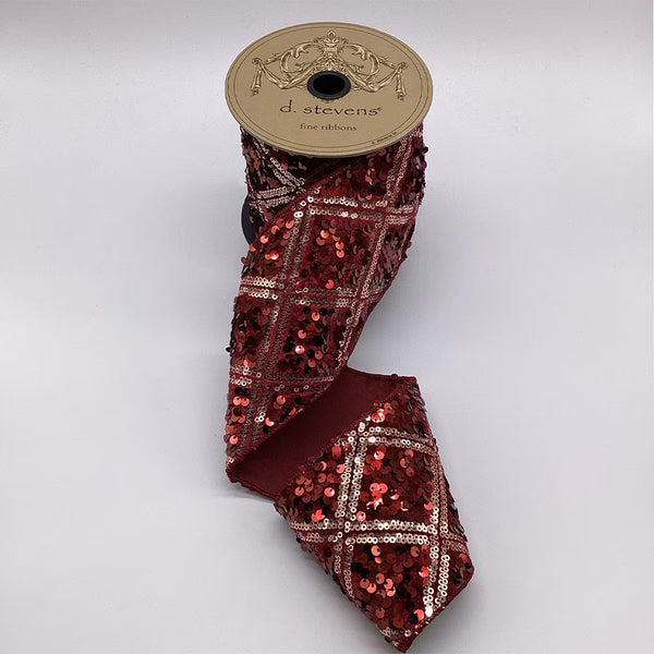 Ruban sequins arlequin bordeaux 10 cm x 4,5 m