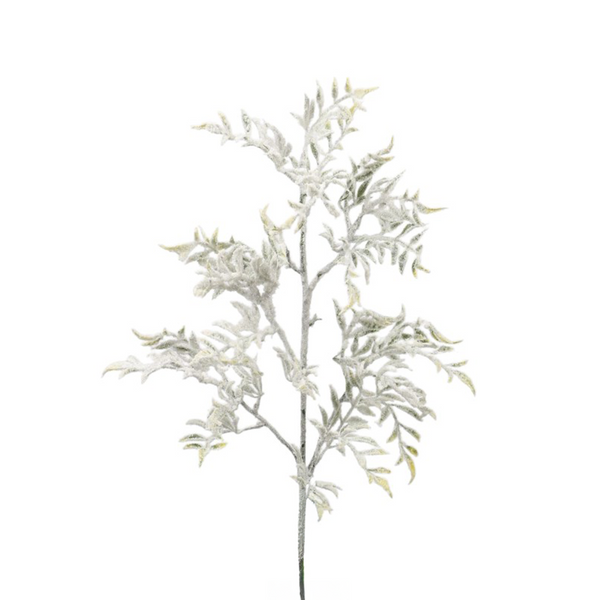 Tige feuille enneigée blanc vert 30"