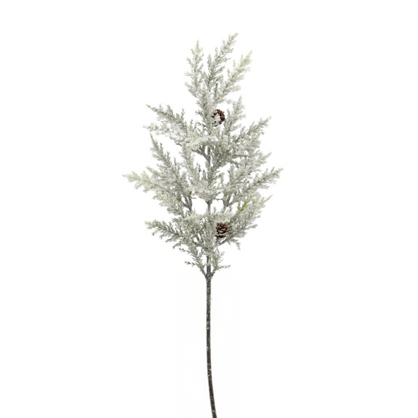 Tige genièvre givré enneigé blanc vert 25"