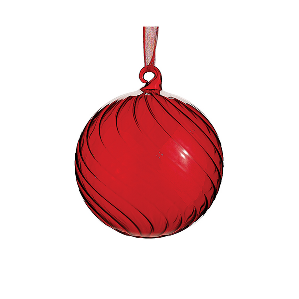 Boule de verre rouge torsadé