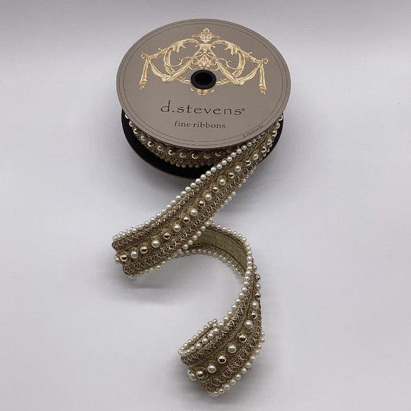 Ruban bijou perle poiret métallique or 4,5 cm x 4,5 m