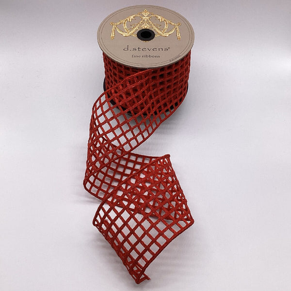 Ruban carreaux métalliques rouge 10 cm x 9 m