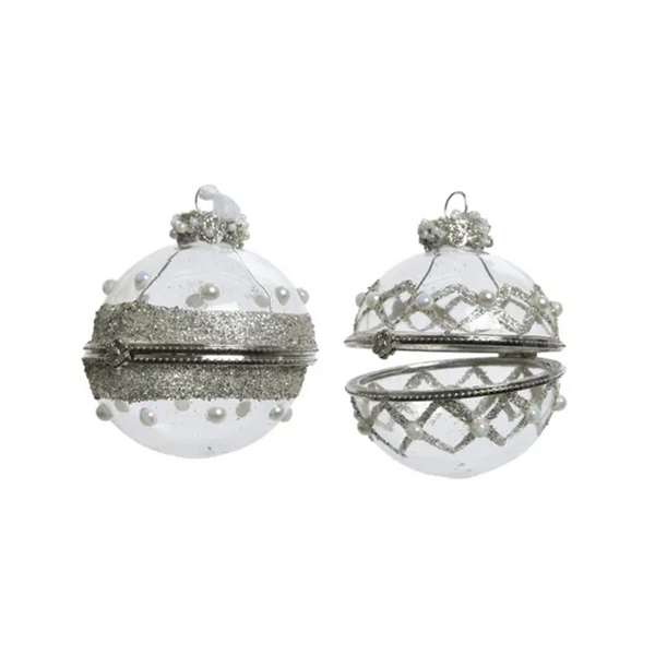 Boule de Noël en verre style Fabergé