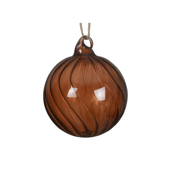 Boule de Noël en verre brun torsadé