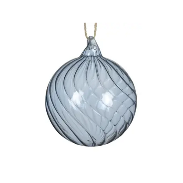 Boule de Noël en verre bleu poudre torsadé