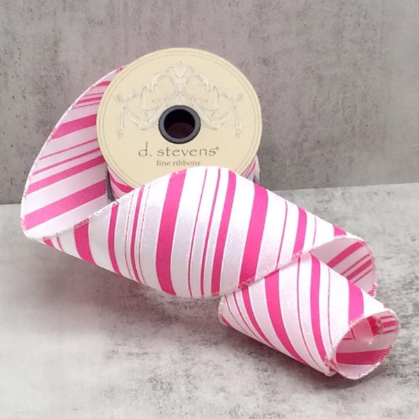 Ruban à rayures rose et blanc – 10cm x 9m
