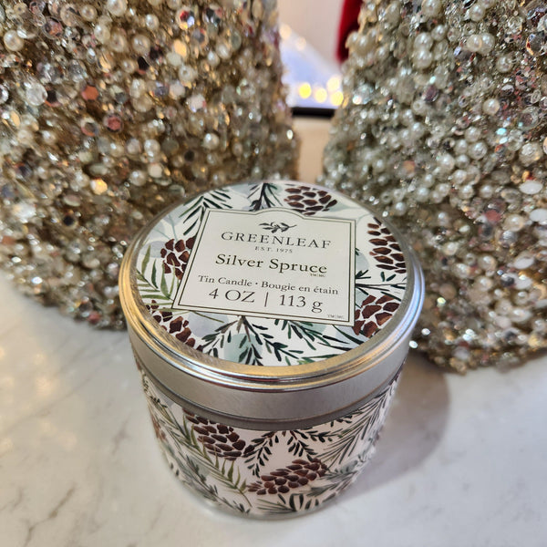 Bougie en pot métal 'Silver Spruce'