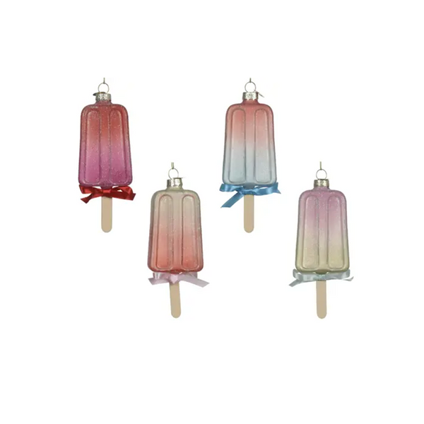 Ornement popsicle en verre givré