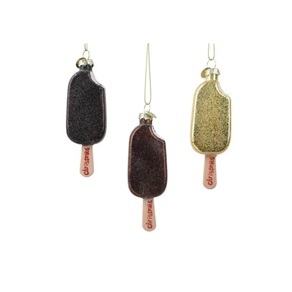 Ornement glace chocolatée en verre