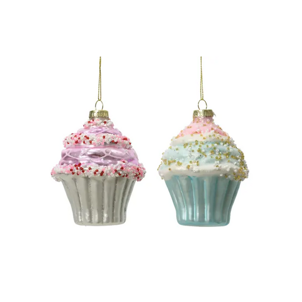 Ornement muffin en verre pastel