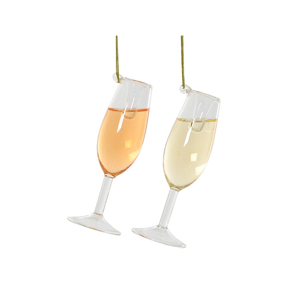 Assorted glass champagne glasses ornament