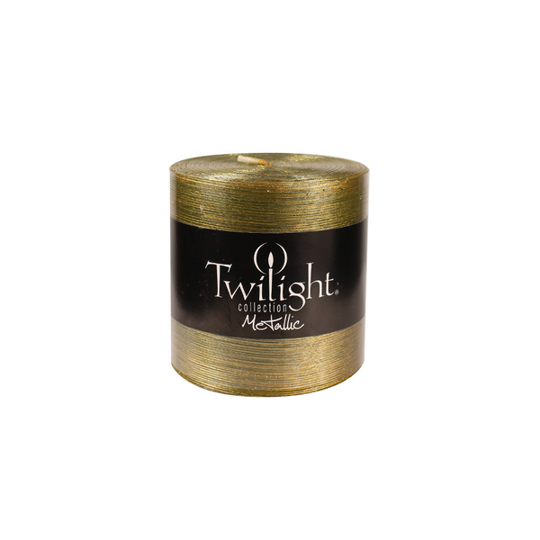 Bougie pilier effet soie métallisé vert 3x3"