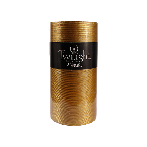 Bougie pilier effet soie métallisé or 3x6"