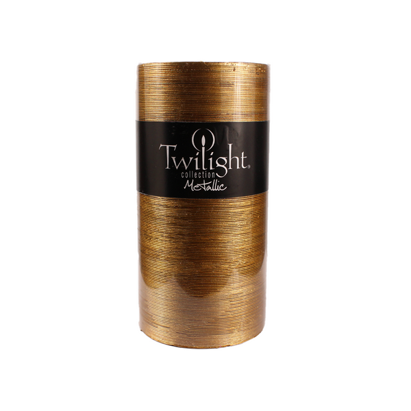Bougie pilier effet soie métallisé cuivre 3x6"