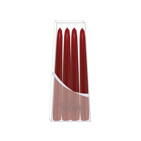 Bougies piliers métallisé bordeaux – lot de 4 – 10"