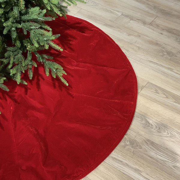 Jupe de sapin en velours rouge – 72 pouces