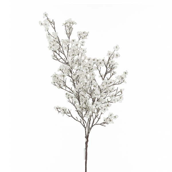 Tige de feuillage avec mini-fleurs blanches 32"