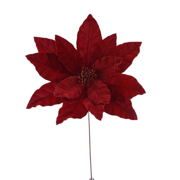 Tige de poinsettia géant en velours rouge et fuchsia 22"