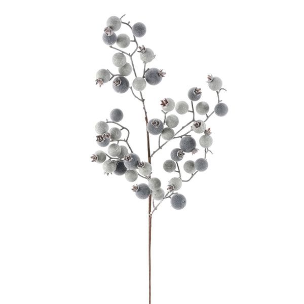 Tige de baies floquées bleu 29"