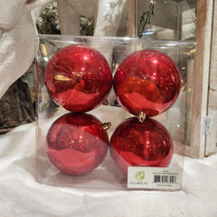 4 red 4" jointless plastic balls