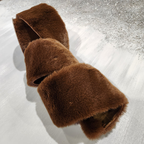 Brown Faux Fur Ribbon 4" x 30'