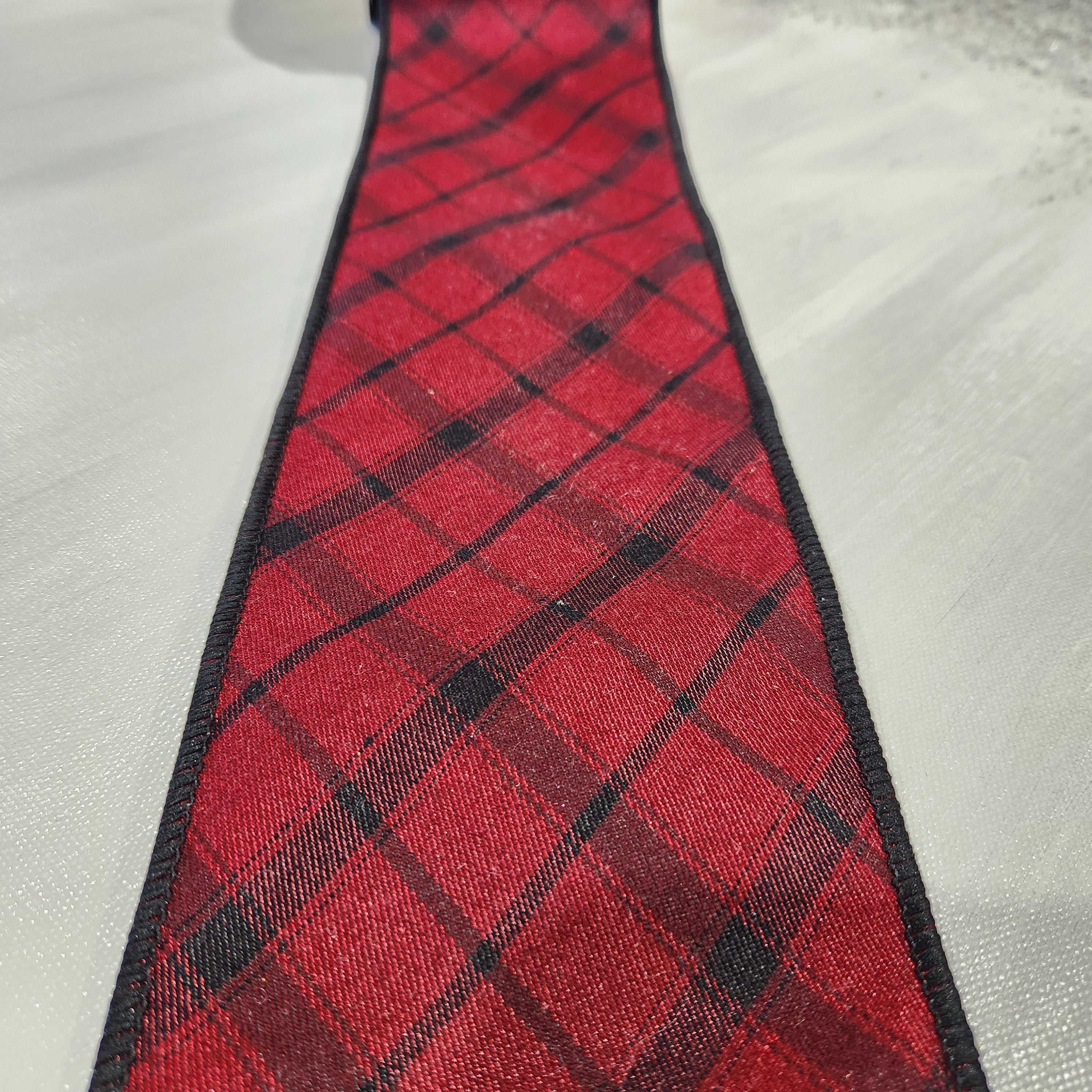Red and Black Tartan Fabric Ribbon 4" x 30'