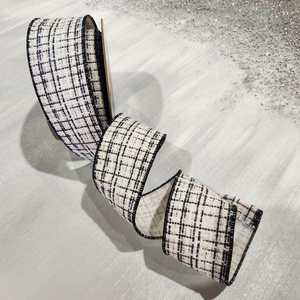 Ruban tweed noir et blanc 2,5" x 30'