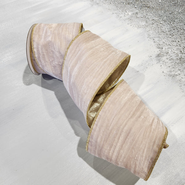 Beige Velvet Ribbon with Gold Trim 4"x5"