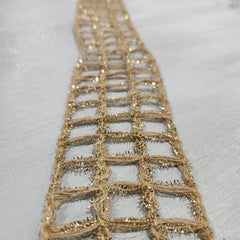 Natural and Gold Wool Net Ribbon 2.5" x 30'