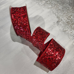 Red Glitter Ribbon 2.5" x 30'