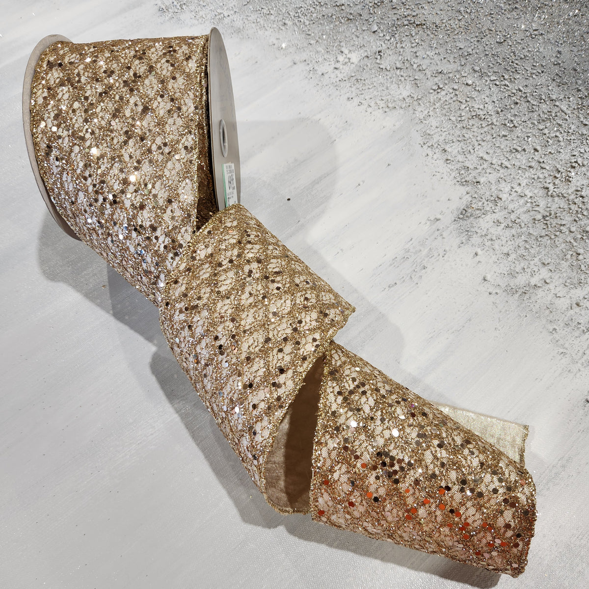 Gold Diamond Frosted Ribbon 4" x 30'