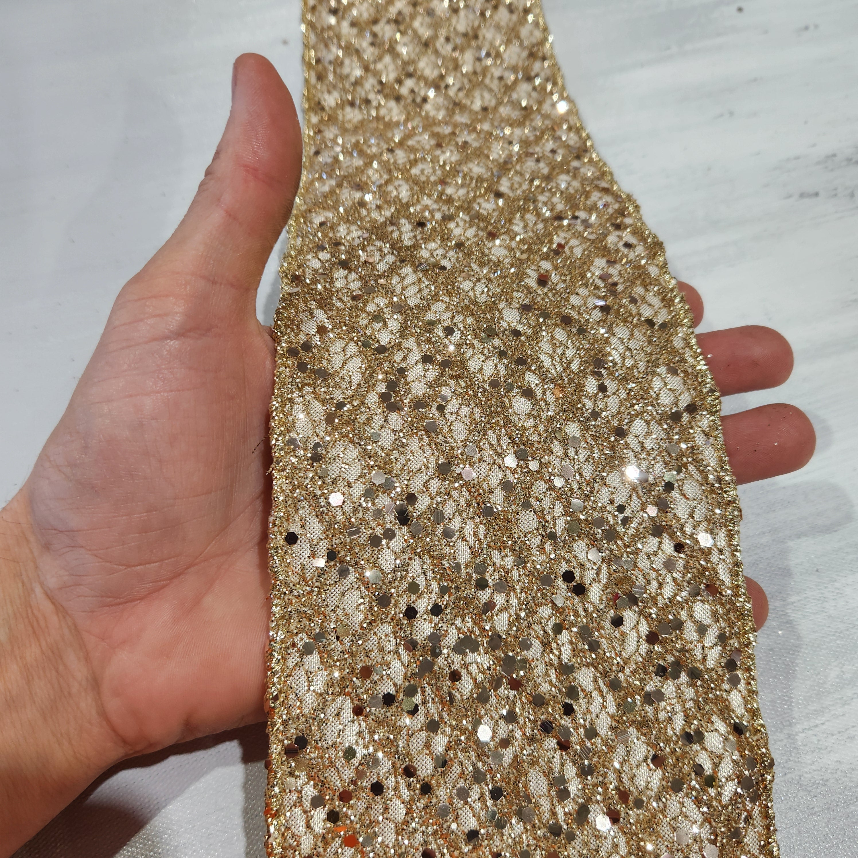 Gold Diamond Frosted Ribbon 4" x 30'