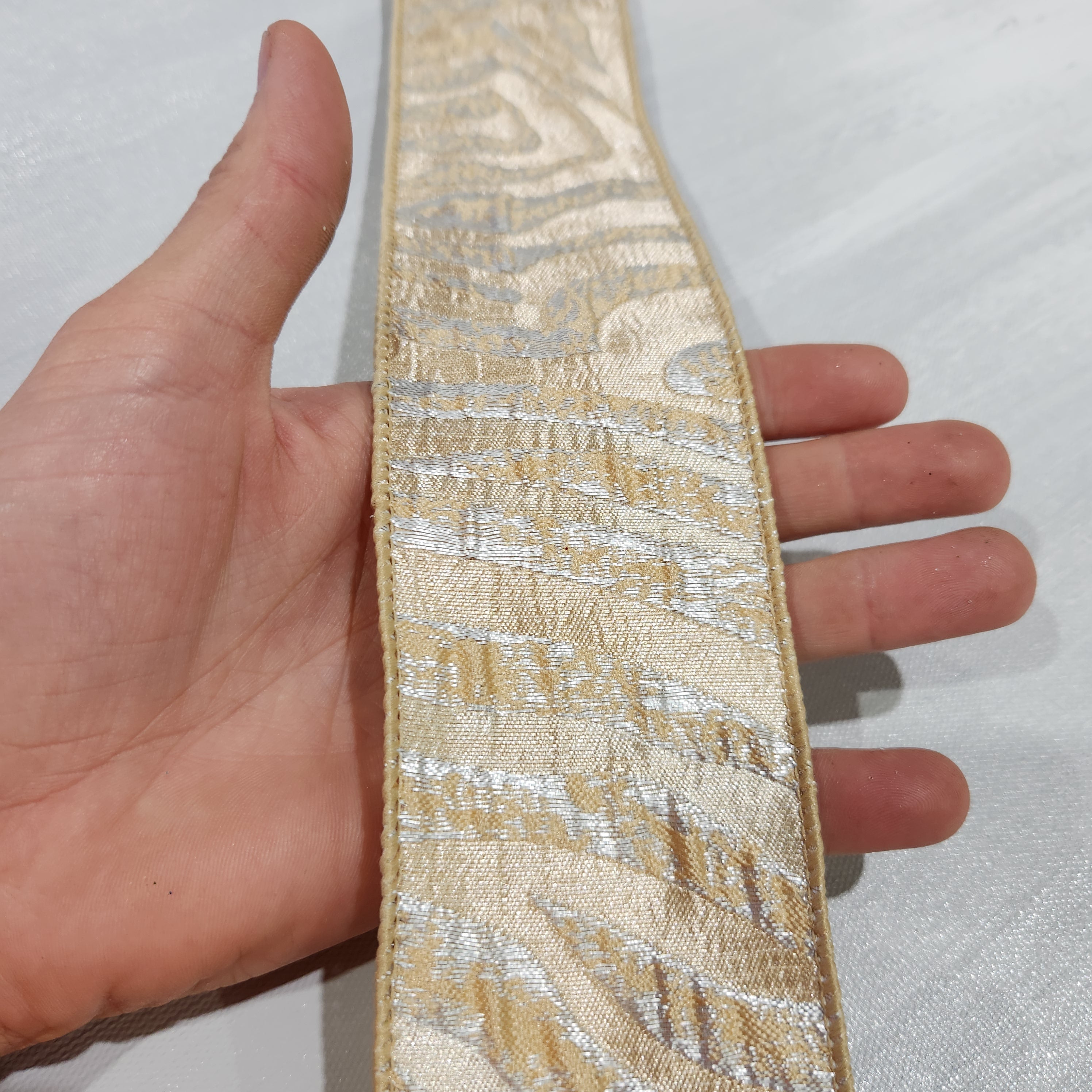 Ivory Patterned Ribbon 2.5" x 15'