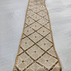 Gold Plaid Natural Linen Ribbon 2.5" x 30'