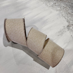 Beige and silver ribbon 2.5" x 30'