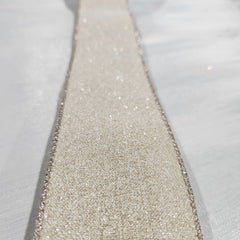Beige and silver ribbon 2.5" x 30'
