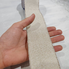 Beige and silver ribbon 2.5" x 30'