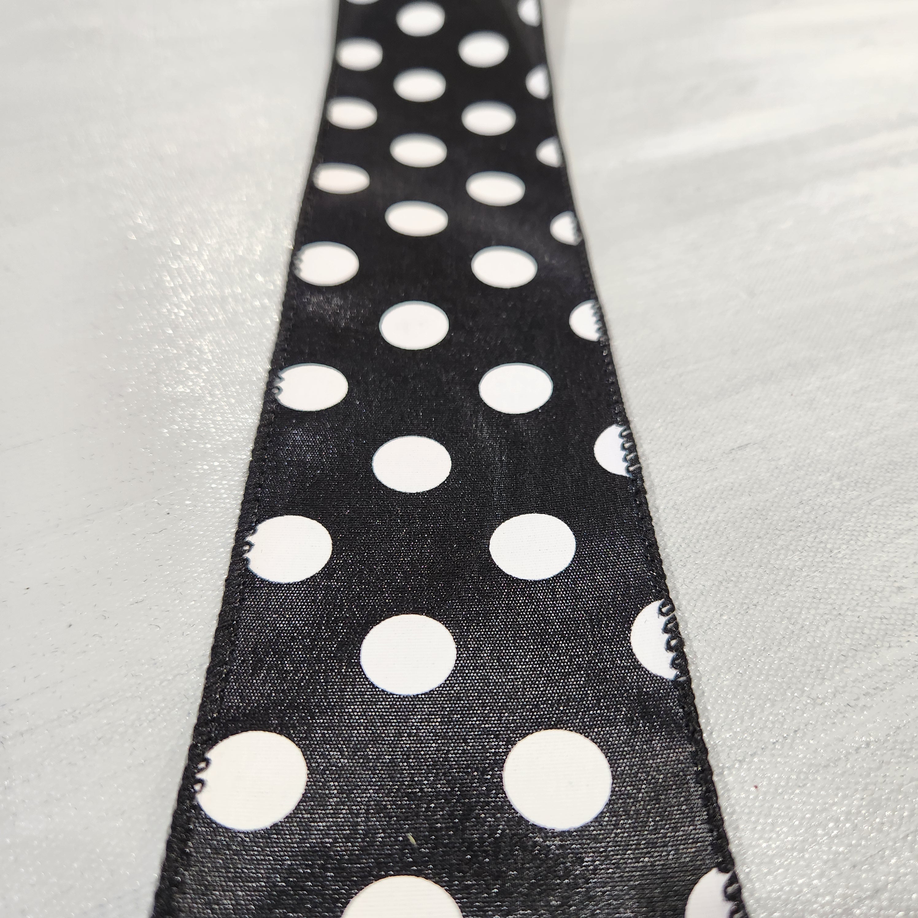Black ribbon with white polka dots 2.5" x 30'