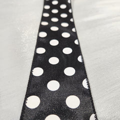 Black ribbon with white polka dots 2.5" x 30'