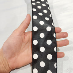 Black ribbon with white polka dots 2.5" x 30'