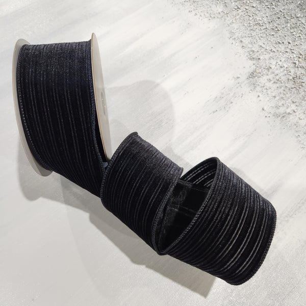 Ruban en velours rayé noir 2,5" x 30'