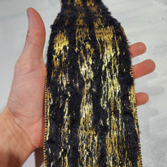 Gold and Black Faux Fur Ribbon 4" x 30'