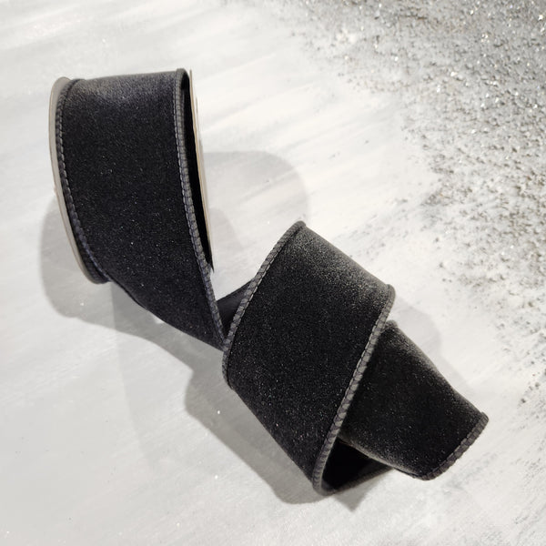 Ruban en velours noir et gris 2.5" x 15'